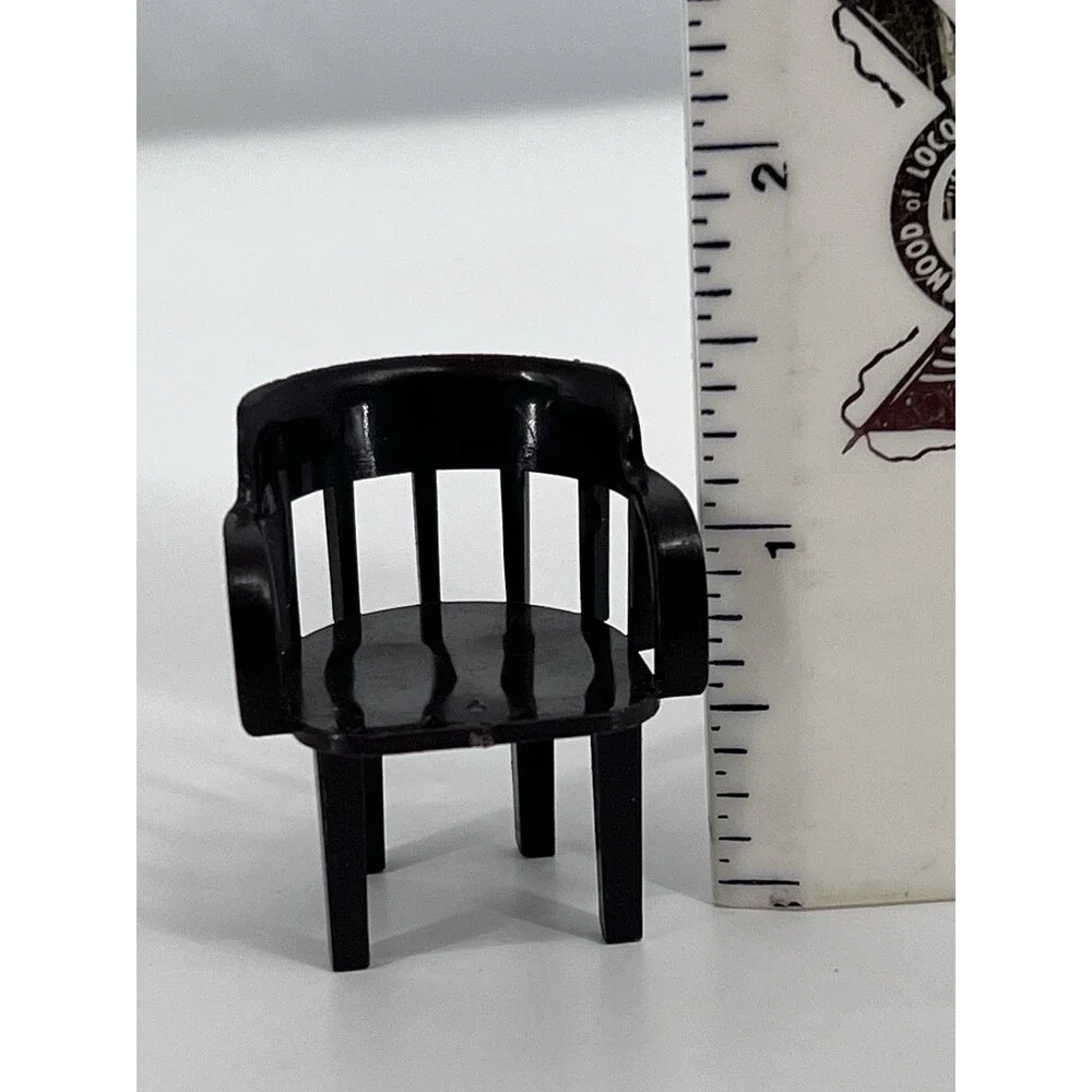Vintage Marx Dollhouse Furniture 1.5” 50/60s Brown Barrel Back Chair Tub Plastic